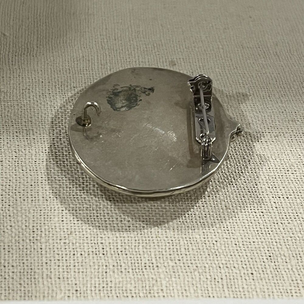 VTG Silver Tone Mother Of Pearl Brooch Pin With Hook Wedding Party Anniversary - Picture 6 of 12